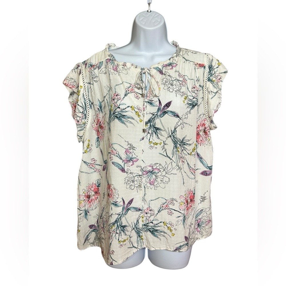 Buffalo David Bitton Womens Blouse Size L Soft Floral Feminine